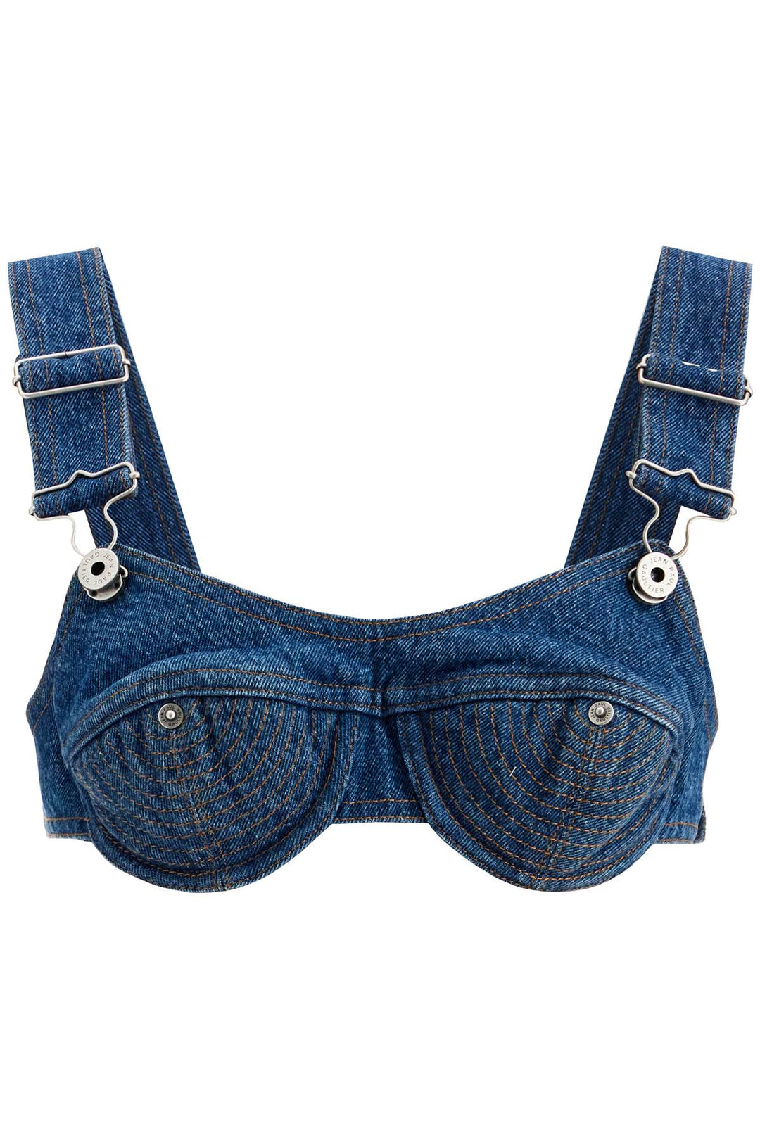 Top Bralette In Denim Overalls Buckles