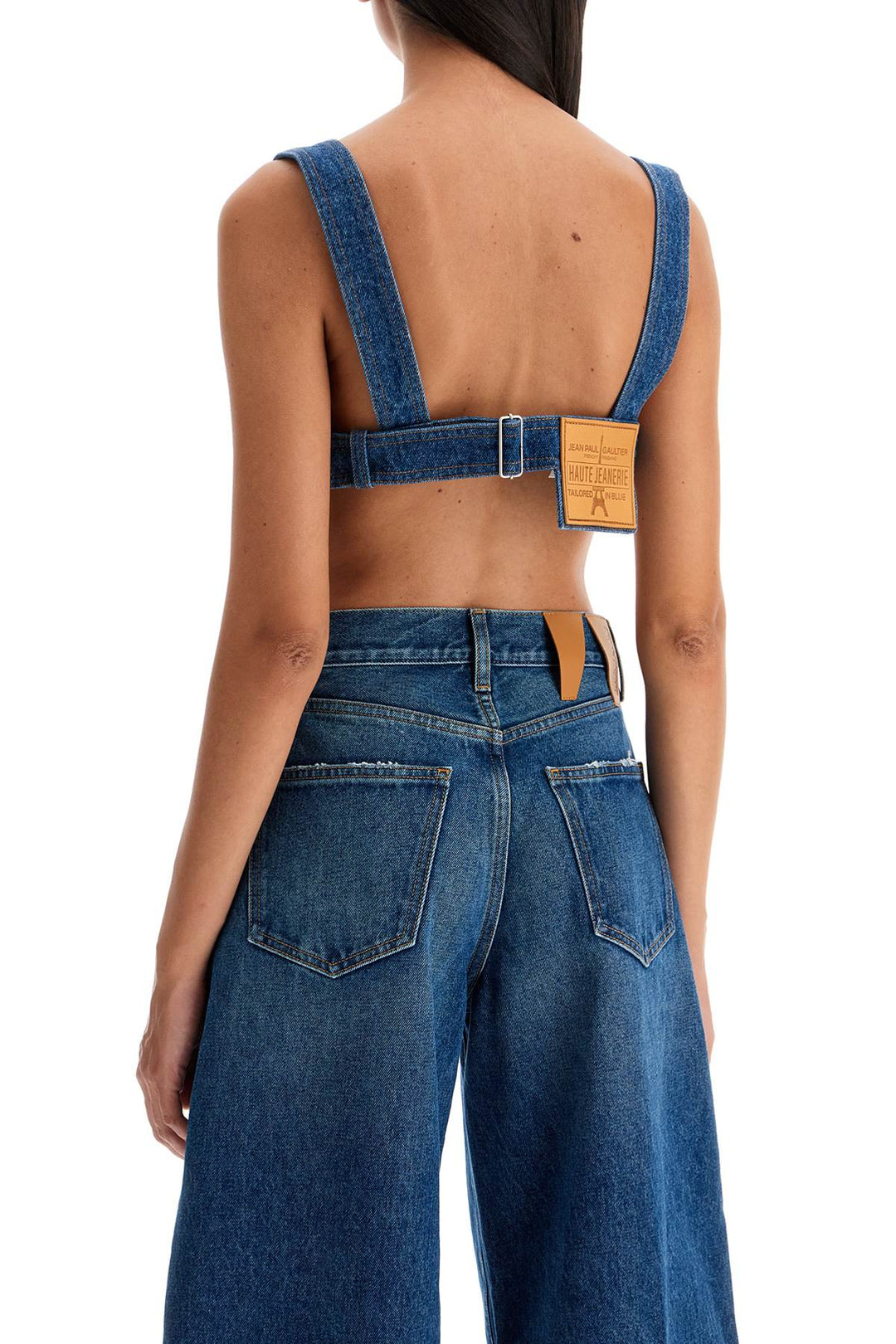 Top Bralette In Denim Overalls Buckles