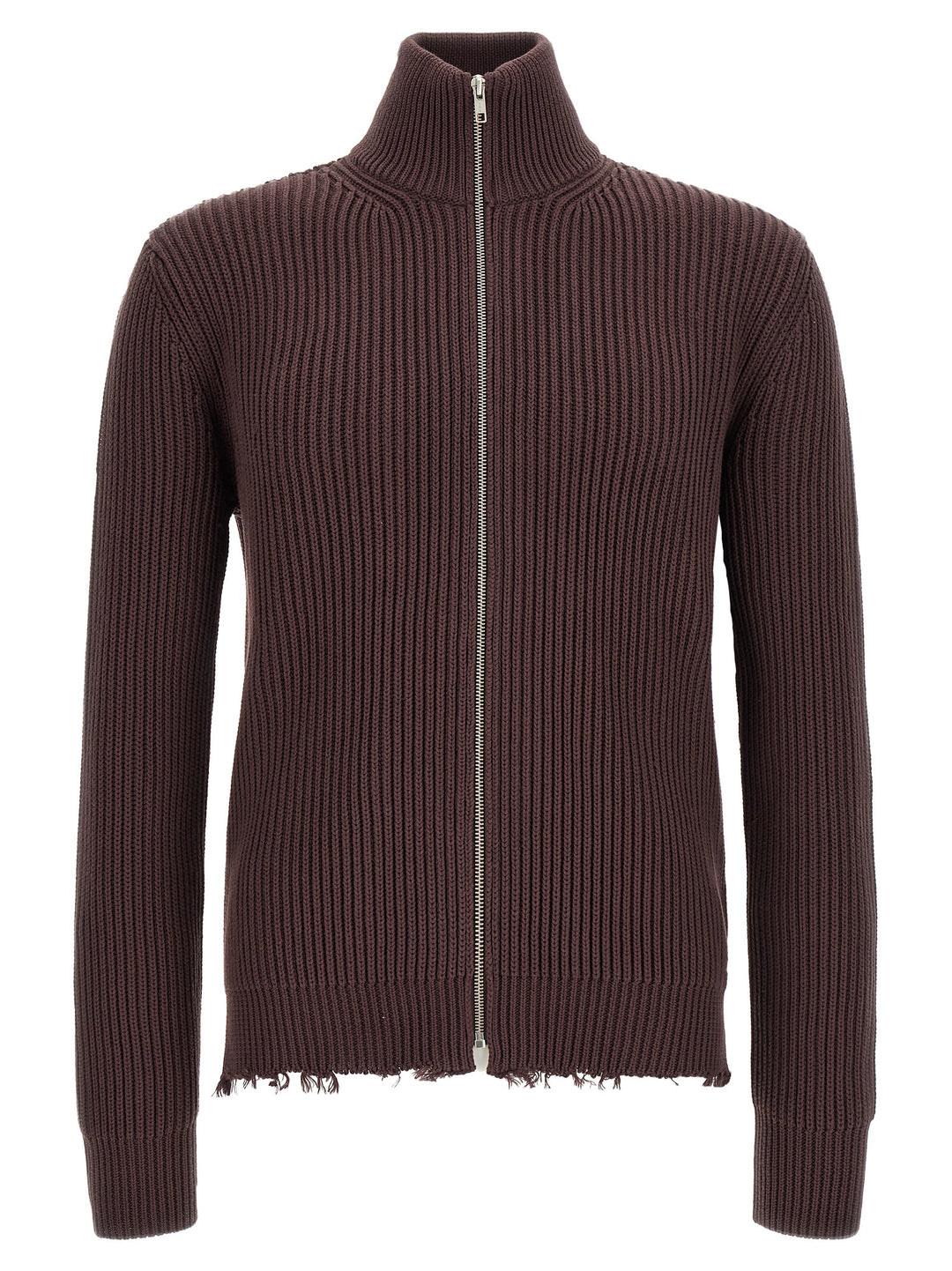 Mm6 Maison Margiela Ribbed Cotton Turtleneck Sweater Sweaters and Cardigans - Brown | 54eeb9eba89aaa40c6f2341ab9c30c709412e675