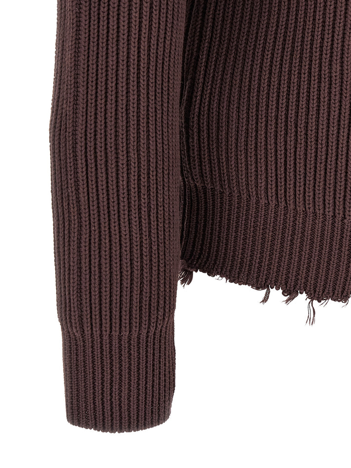 Mm6 Maison Margiela Ribbed Cotton Turtleneck Sweater Sweaters and Cardigans - Brown | 2b9883192716bead65d9609e00638af7a3e5e0dc