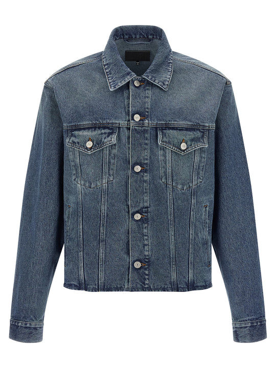 Raw Cut Denim Jacket Puffer Jackets Blue