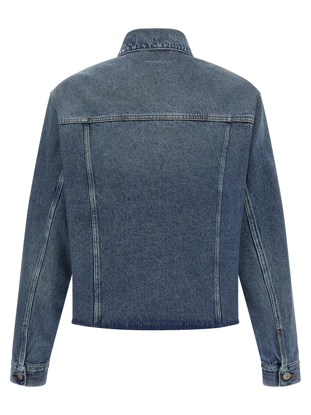 Mm6 Maison Margiela Raw Cut Denim Jacket Puffer Jackets - Blue | 3f35ce33455e3c44680f420441498c094fc39b3f