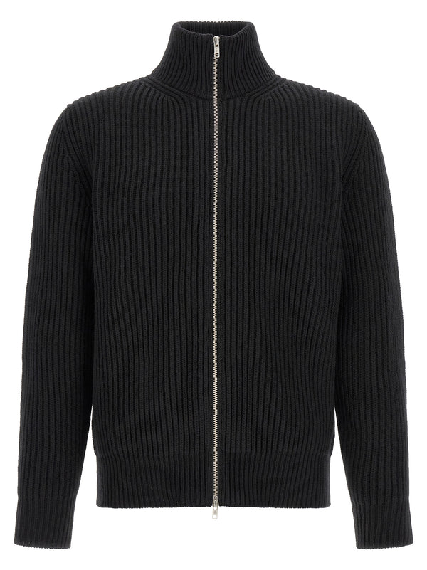 White Stitch Line Puffer Jackets Black