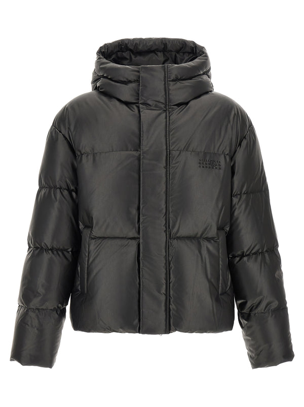 Lacquered Finish Down Jacket Puffer Jackets Black