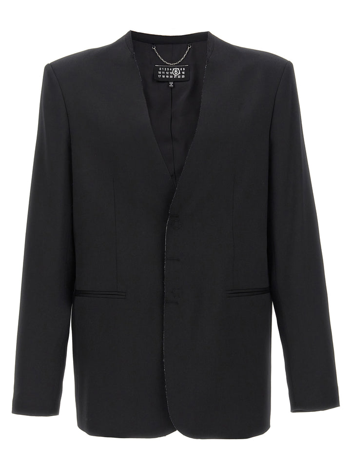 Mm6 Maison Margiela Single-Breasted Blazer - Black | 3f321dd06d045c06c6361aa773b4de2834c82e3f
