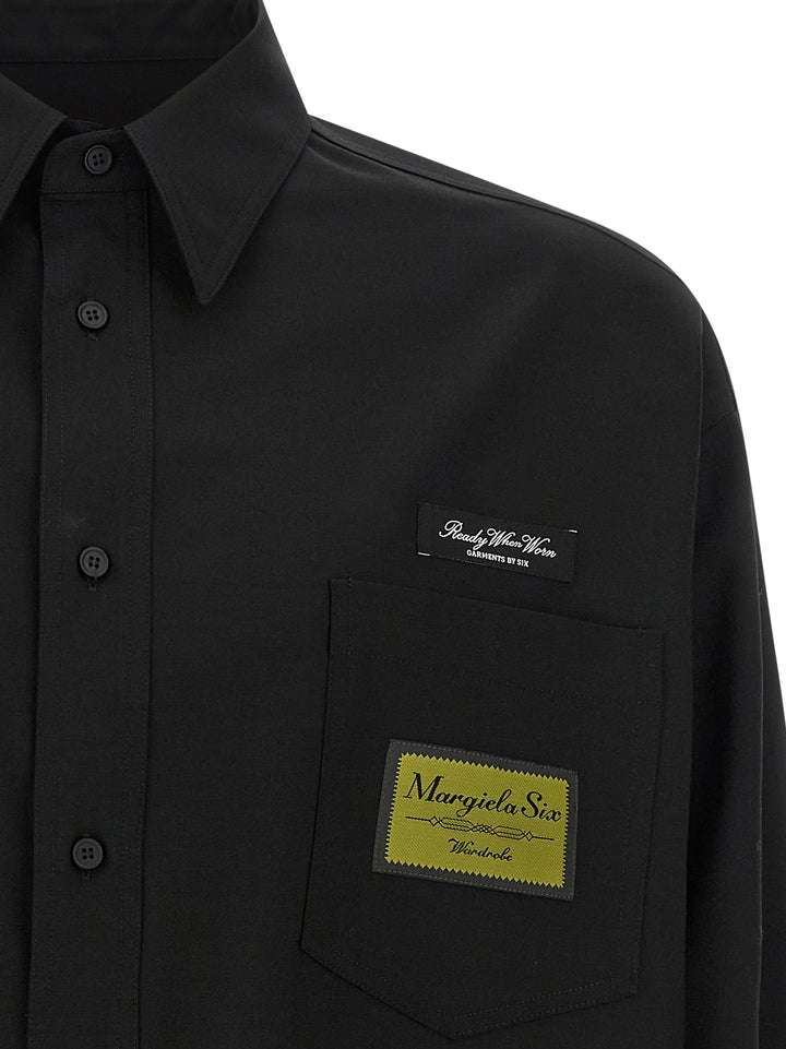 Mm6 Maison Margiela Jacquard Label Shirt Shirt and Blouse - Black | dbfabb4104d50c62df66fc7dd952ad7662bafb77