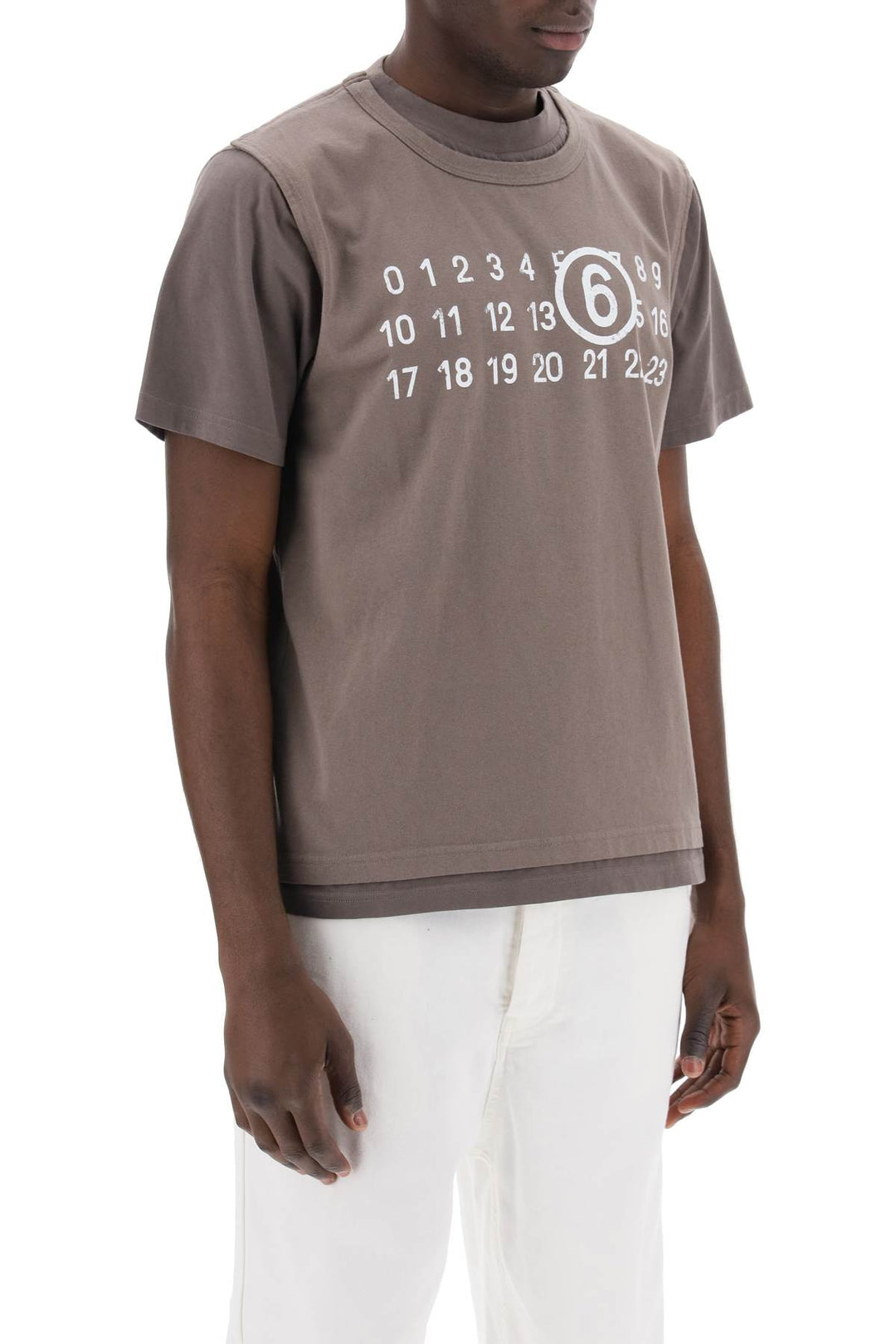 T Shirt Effetto Stratificato Con Stampa Numeric Signature