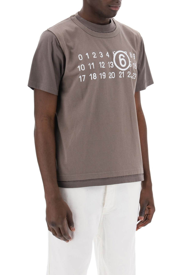 T Shirt Effetto Stratificato Con Stampa Numeric Signature