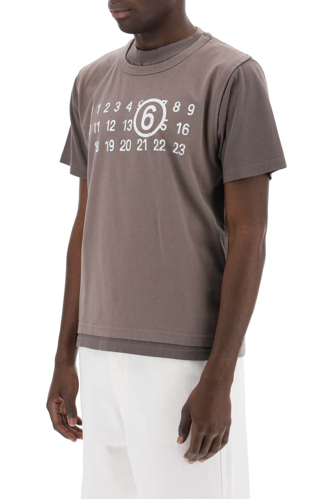 T Shirt Effetto Stratificato Con Stampa Numeric Signature