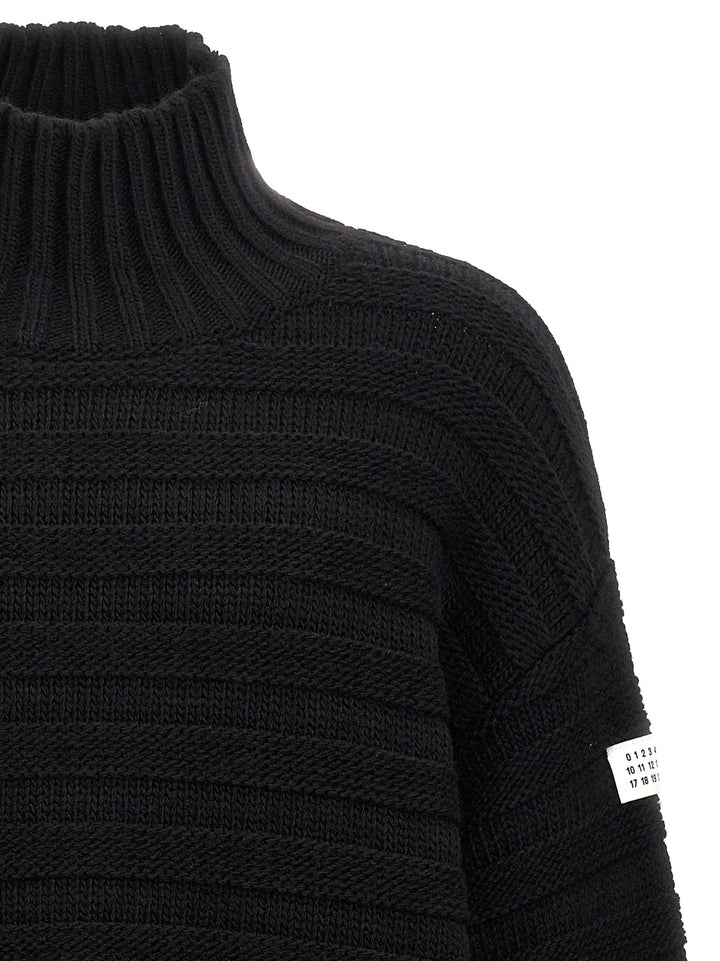 Destroyed Ribbed Sweater Sweater, Cardigans Black