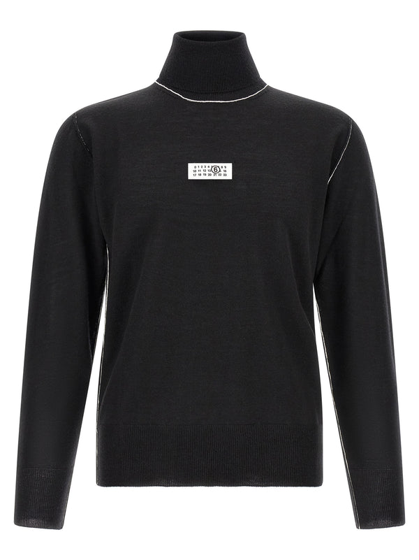 Turtleneck Sweater With Contrast Stitching Sweaters And Cardigans Black
