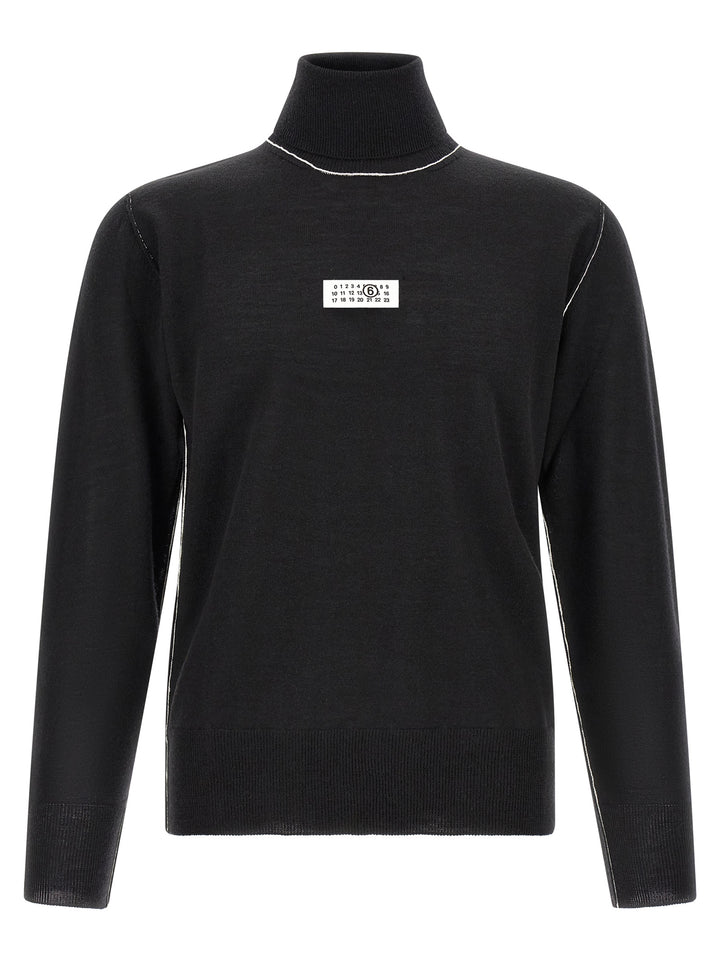 Mm6 Maison Margiela Turtleneck Sweater With Contrast Stitching Sweaters and Cardigans - Black | 3ef4752dc3f1a59f02290551356dff6c5a5aca65