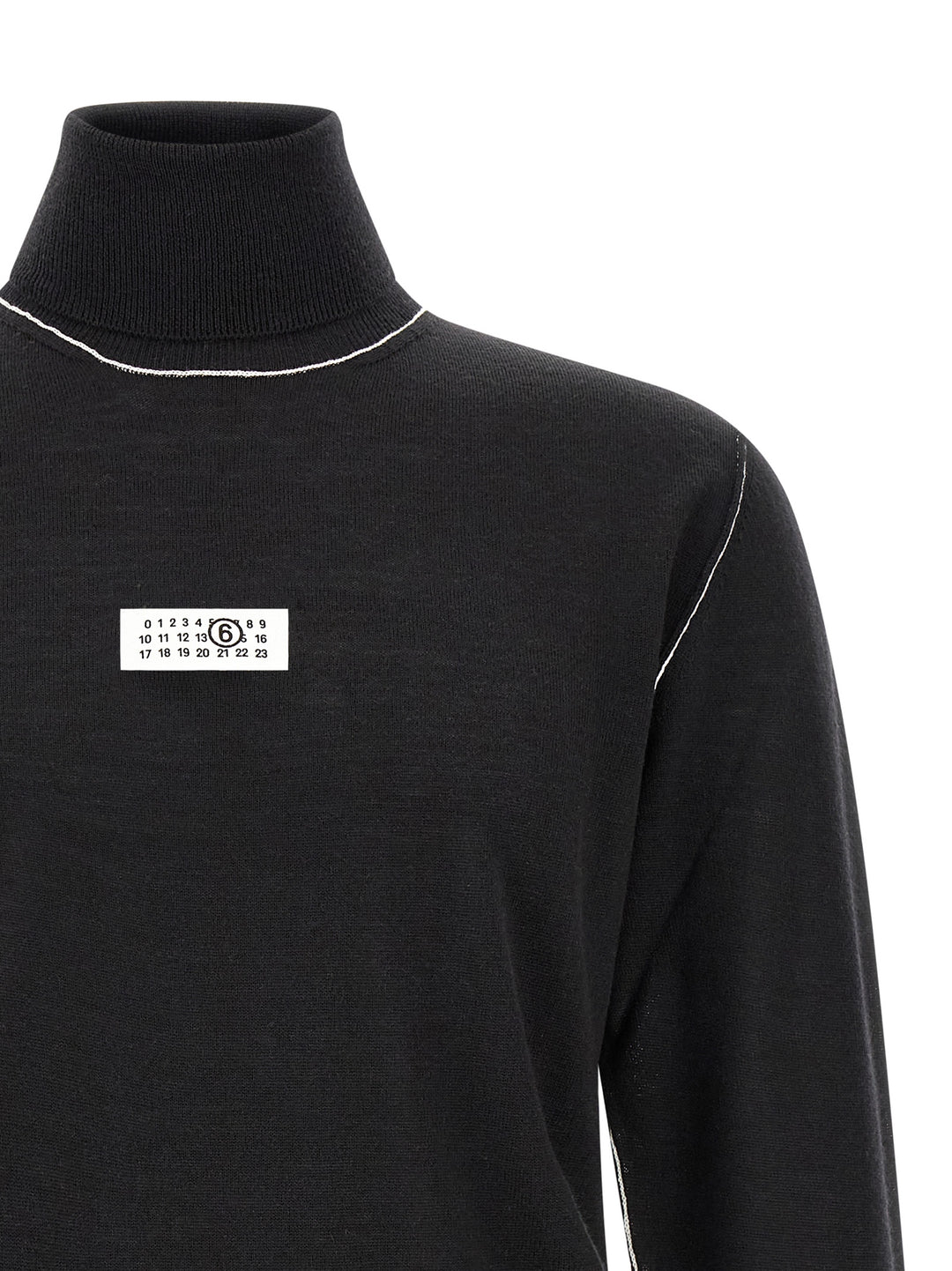 Mm6 Maison Margiela Turtleneck Sweater With Contrast Stitching Sweaters and Cardigans - Black | 0ae8864031c419e3f44cd60d04ae7d533bd64647