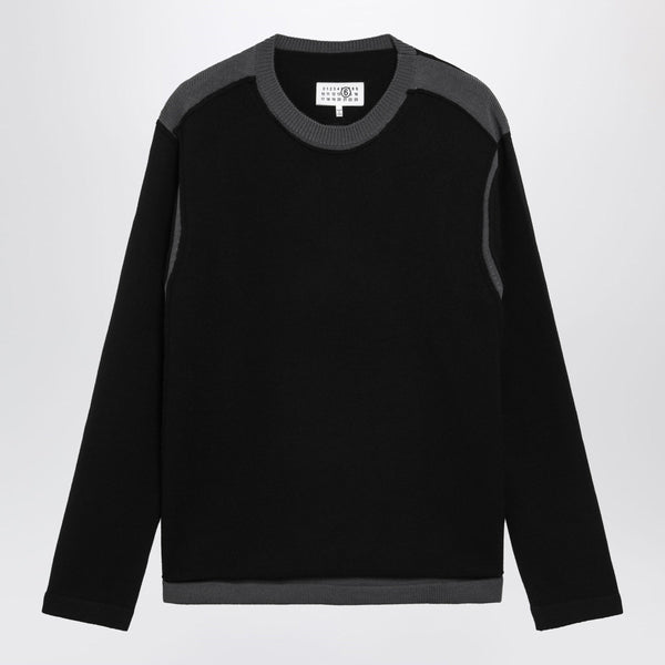Asymmetrical Crewneck Sweater In Black And Grey