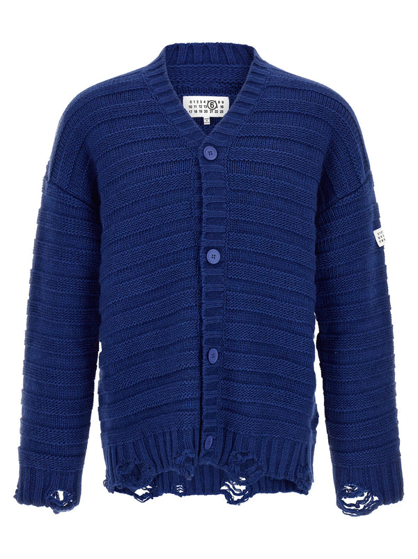 Distressed Wool Cardigan Sweaters And Cardigans Blue