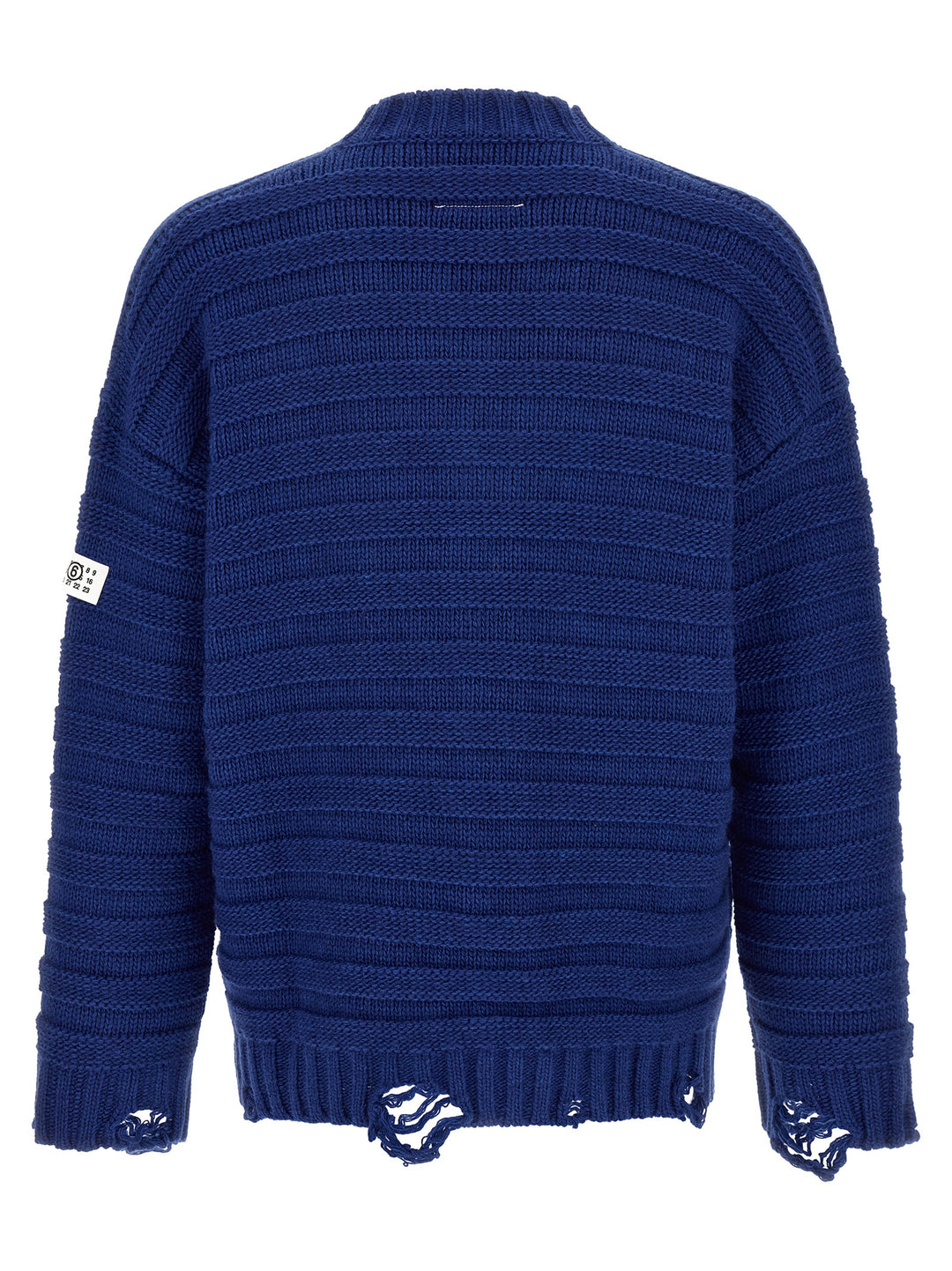 Mm6 Maison Margiela Distressed Wool Cardigan Sweaters and Cardigans - Blue | 38cdf72c05fc5943bba22ddd0cd05be923096612