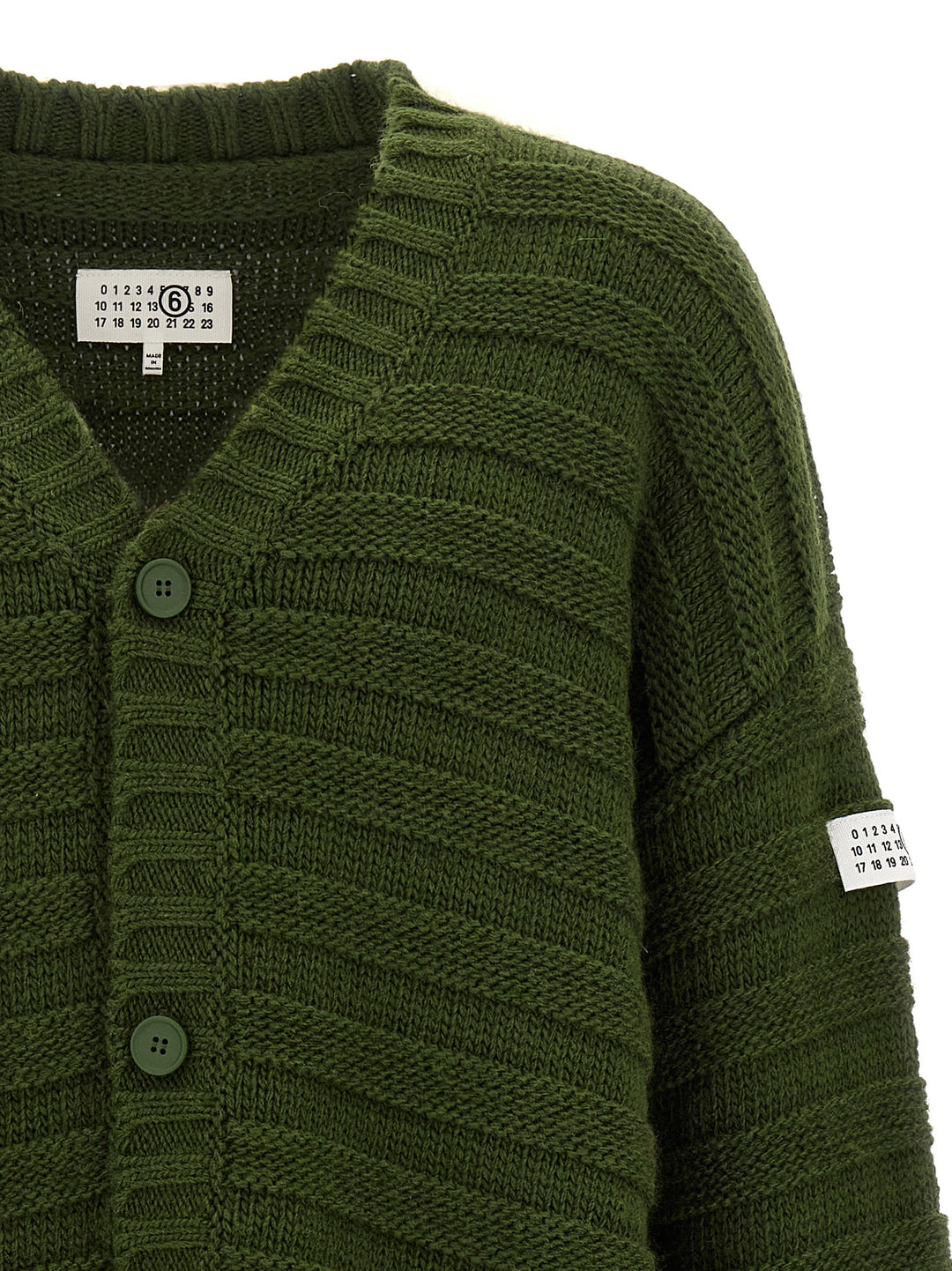 Destroyed Ribbed Cardigan Sweater, Cardigans Green