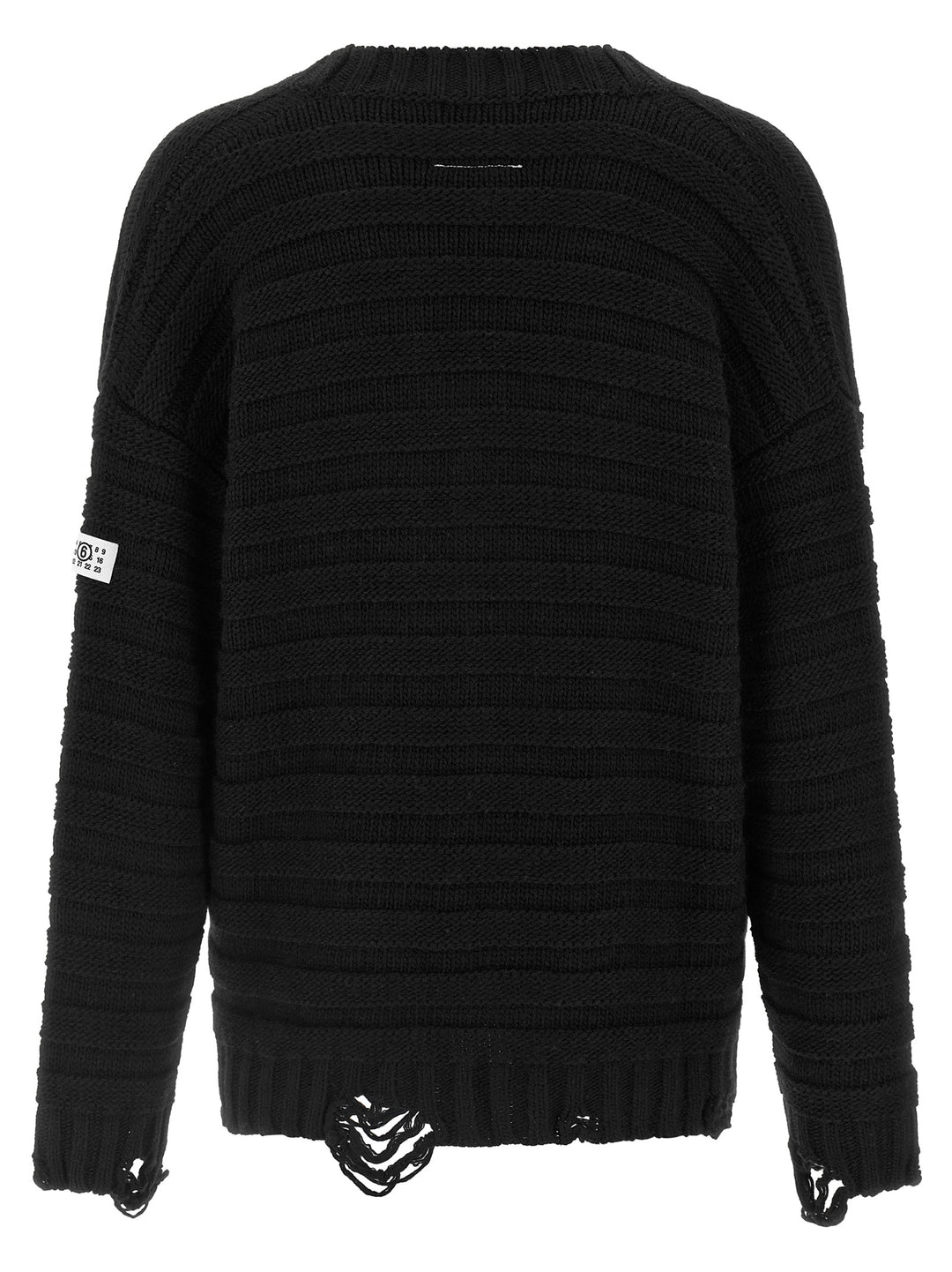 Mm6 Maison Margiela Distressed Wool Cardigan Sweaters and Cardigans - Black | 124ebd919eee7308fae4c948d11ef9726bee79d5