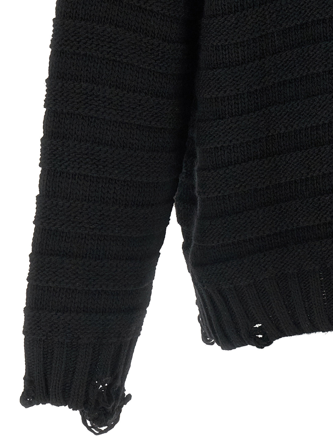 Mm6 Maison Margiela Distressed Wool Cardigan Sweaters and Cardigans - Black | 8739c5e72ff660126765172f9b0e95a480beeb88