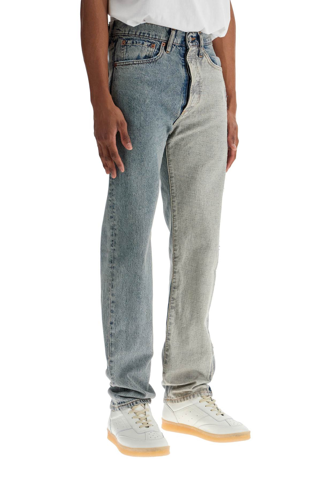 Jeans With Contrasting Panel Design.