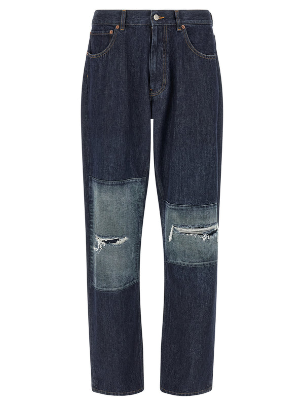 Patchwork Insert Jeans Blue