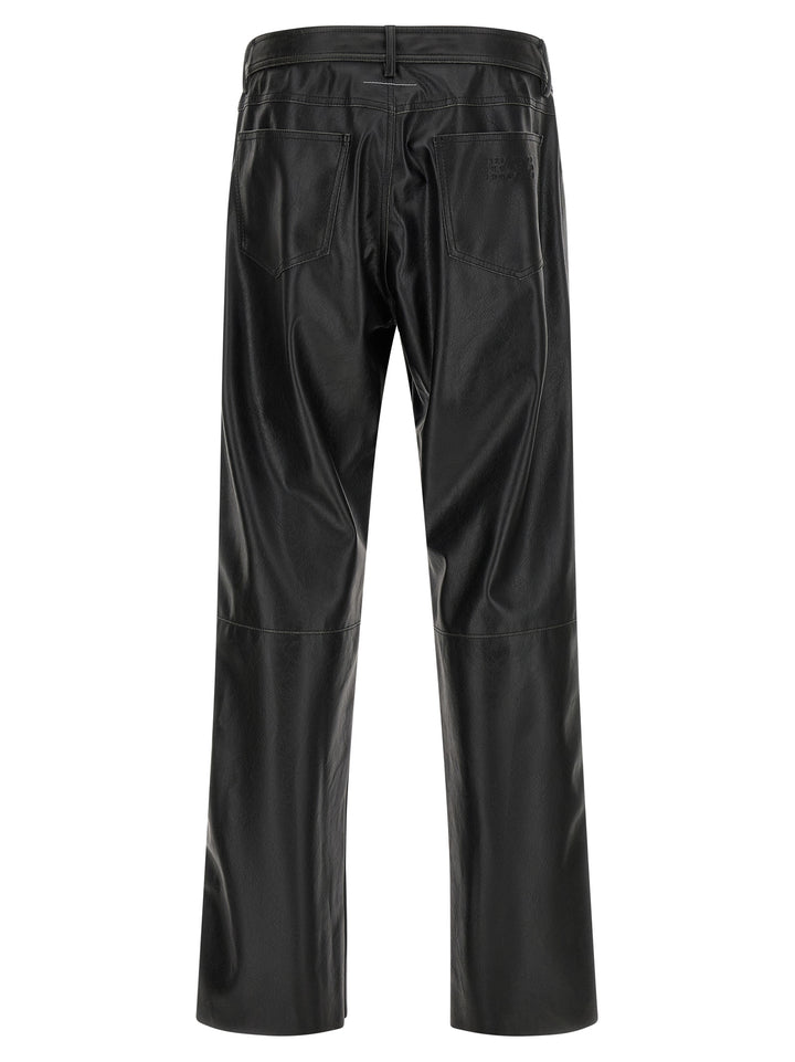 Mm6 Maison Margiela Leather-Effect Pants - Black | 4e3293fd621dba89fdb620bca2429dd3e5ac5eb3