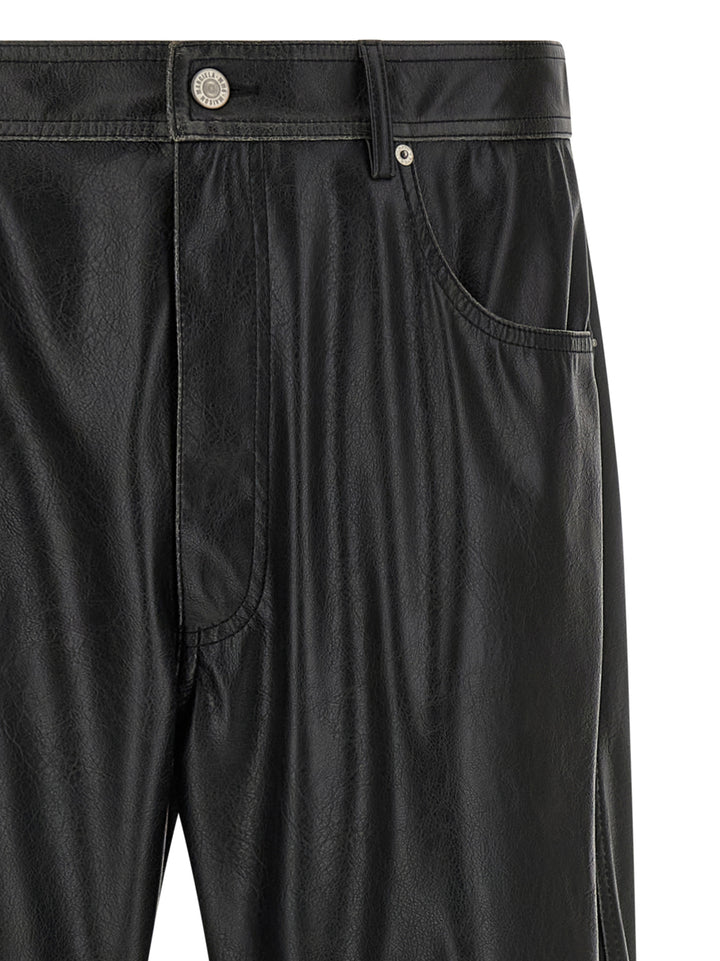 Mm6 Maison Margiela Leather-Effect Pants - Black | 6ce7b8c433be733eab1182ce62d940df3b1353b2
