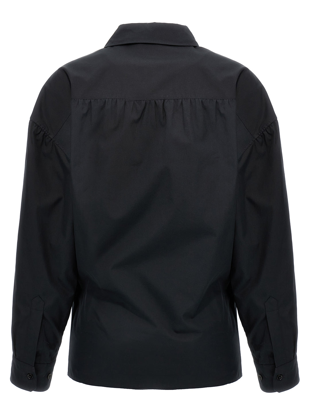 Straight Collar Twisted Shirt, Blouse Black