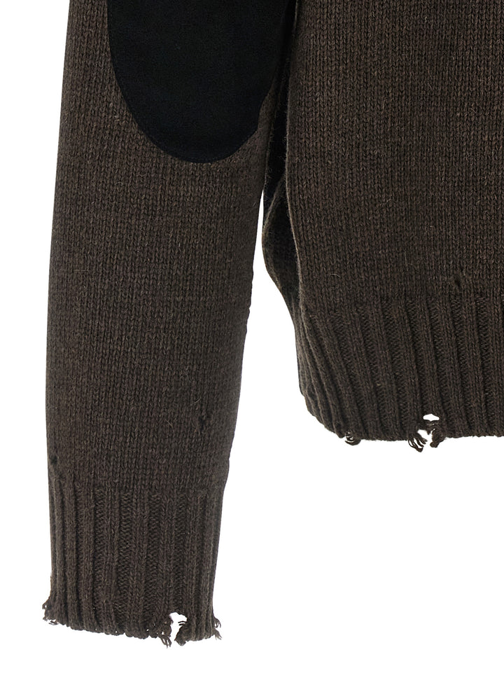 Mm6 Maison Margiela Two-Tone Suede Patch Cardigan Sweaters and Cardigans - Multicolor | 6879e5b8b59d3932f2b0fa80cbe4676f77c7cf9c