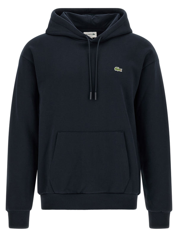 Logo Patch Hoodie Sweatshirt Blue