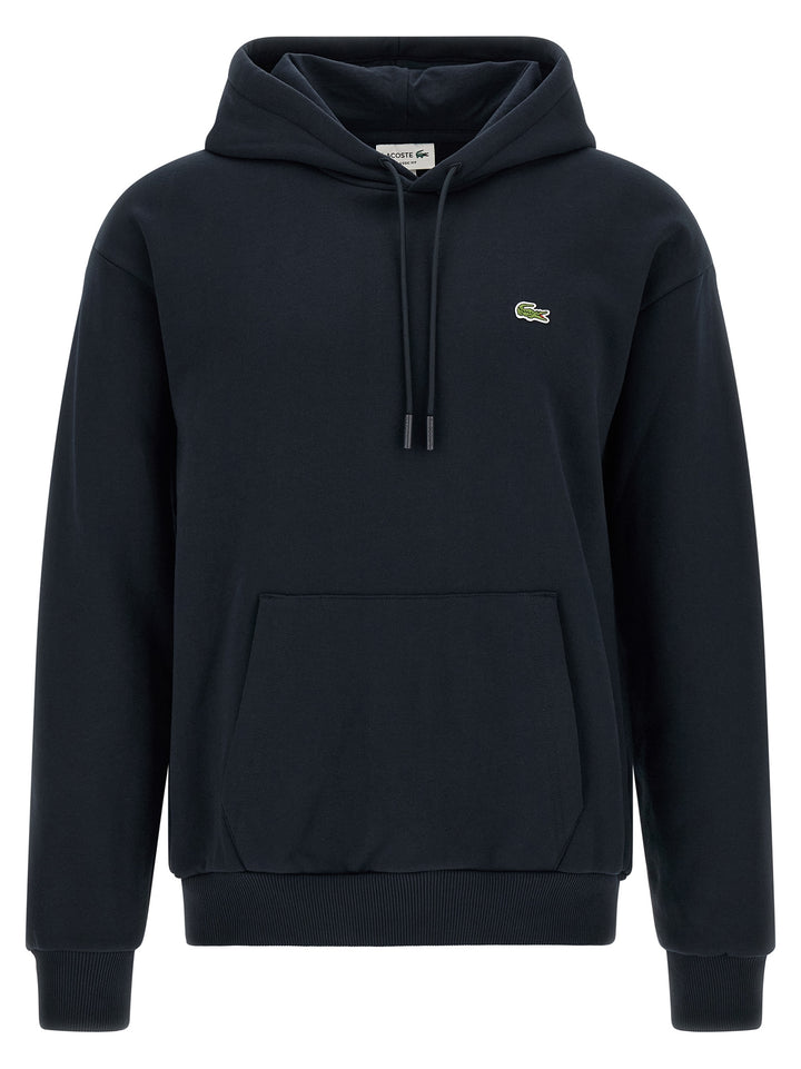 Lacoste Logo Patch Hoodie Sweatshirt - Blue | f5ad9007535627ef5cc9ef2eda1cbfcc68be418f