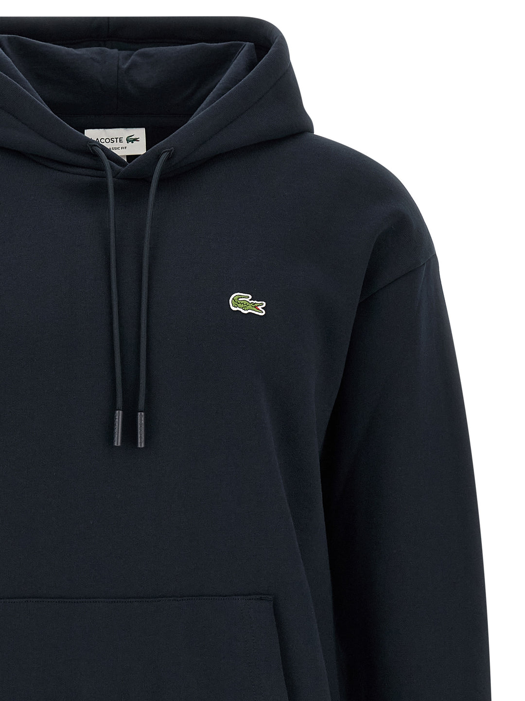 Lacoste Logo Patch Hoodie Sweatshirt - Blue | f83d7fbae5be8adc1045f1f9fb9ca131cc2f4f1b