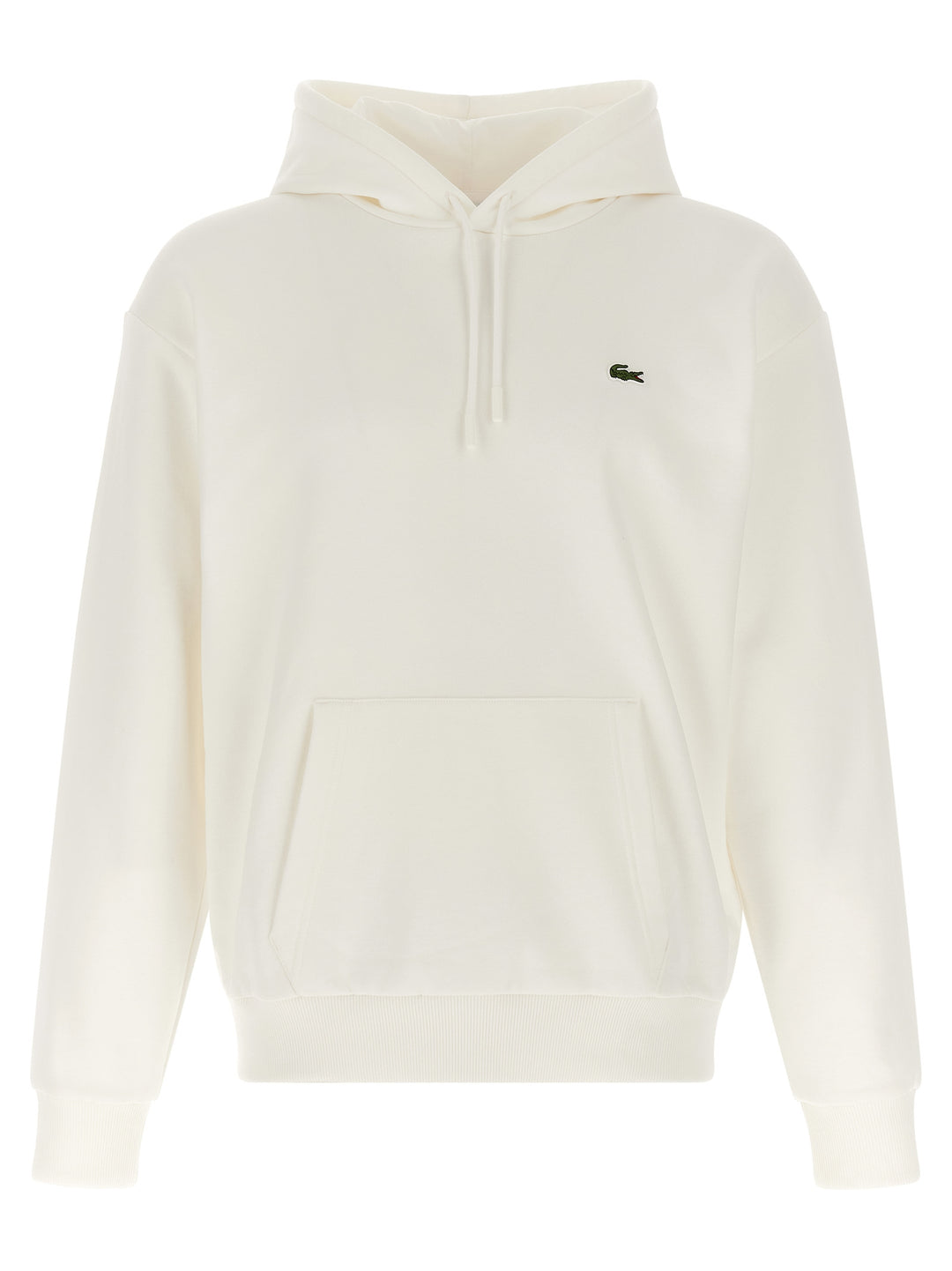 Lacoste Logo Patch Hoodie Sweatshirt - White | d6082dfe638de6480b90fd5582d880e37f09c9df