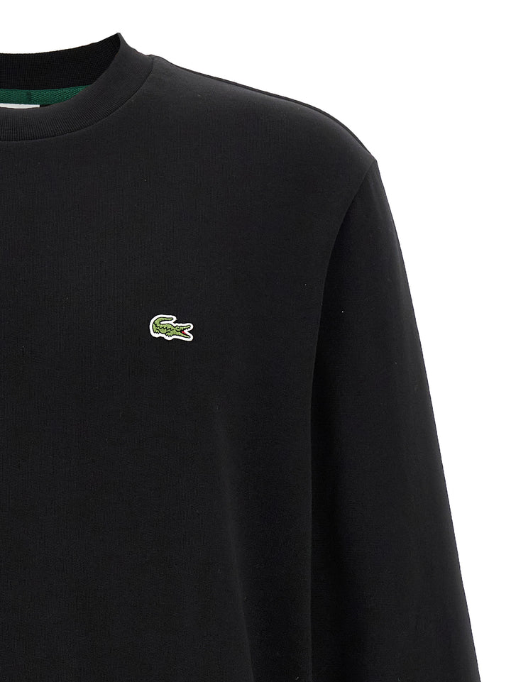 Lacoste Logo Patch Sweatshirt - Black | 7f47acdde1697f183eac1f0e16f805943a0e1470