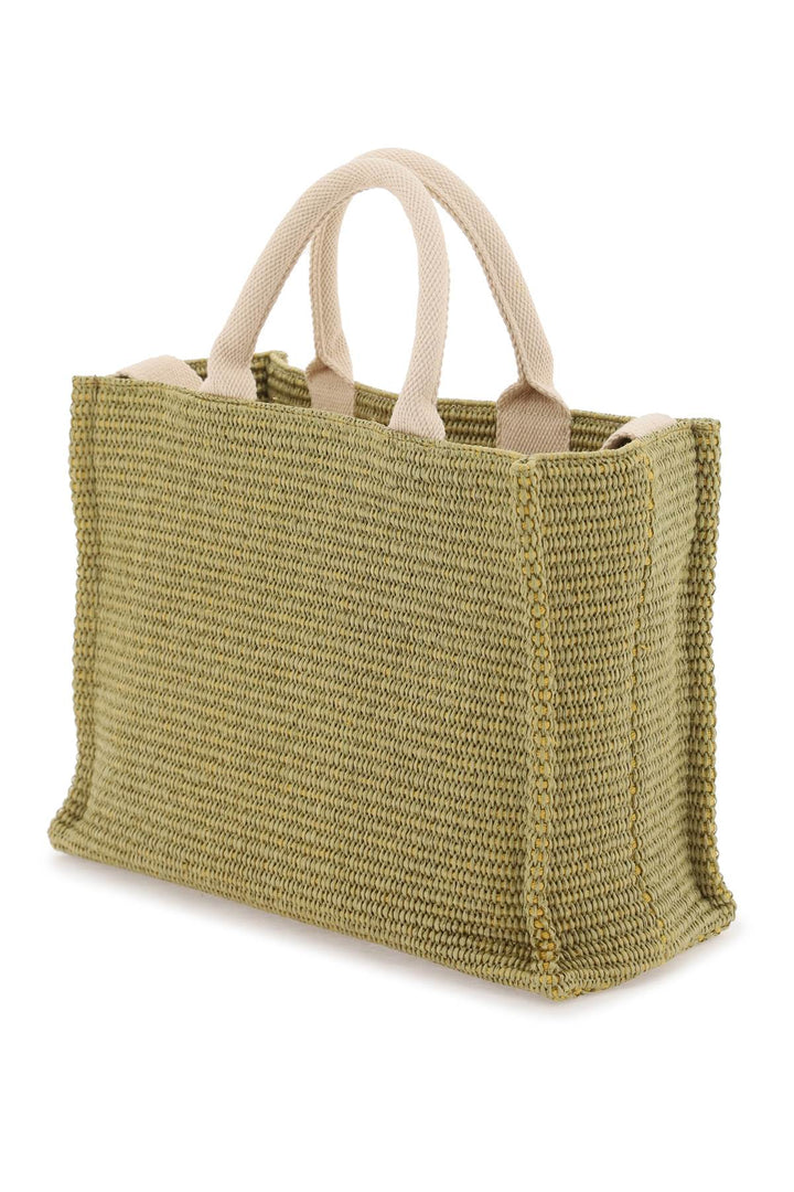 Raffia Effect Canvas Small Tote Bag