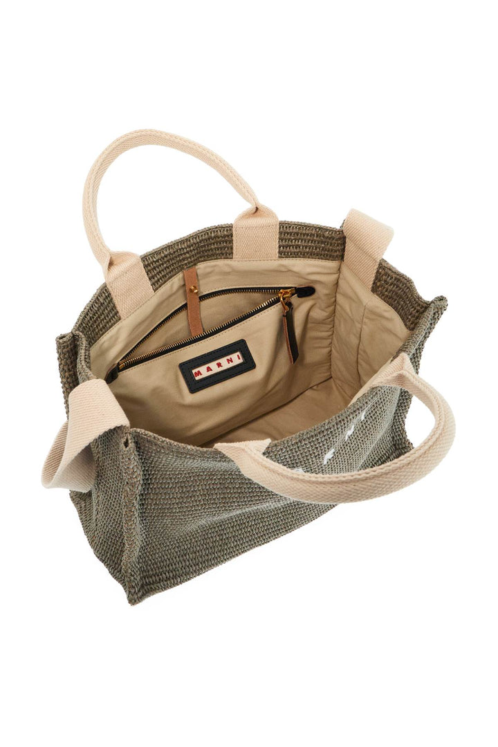 Raffia Effect Canvas Small Tote Bag