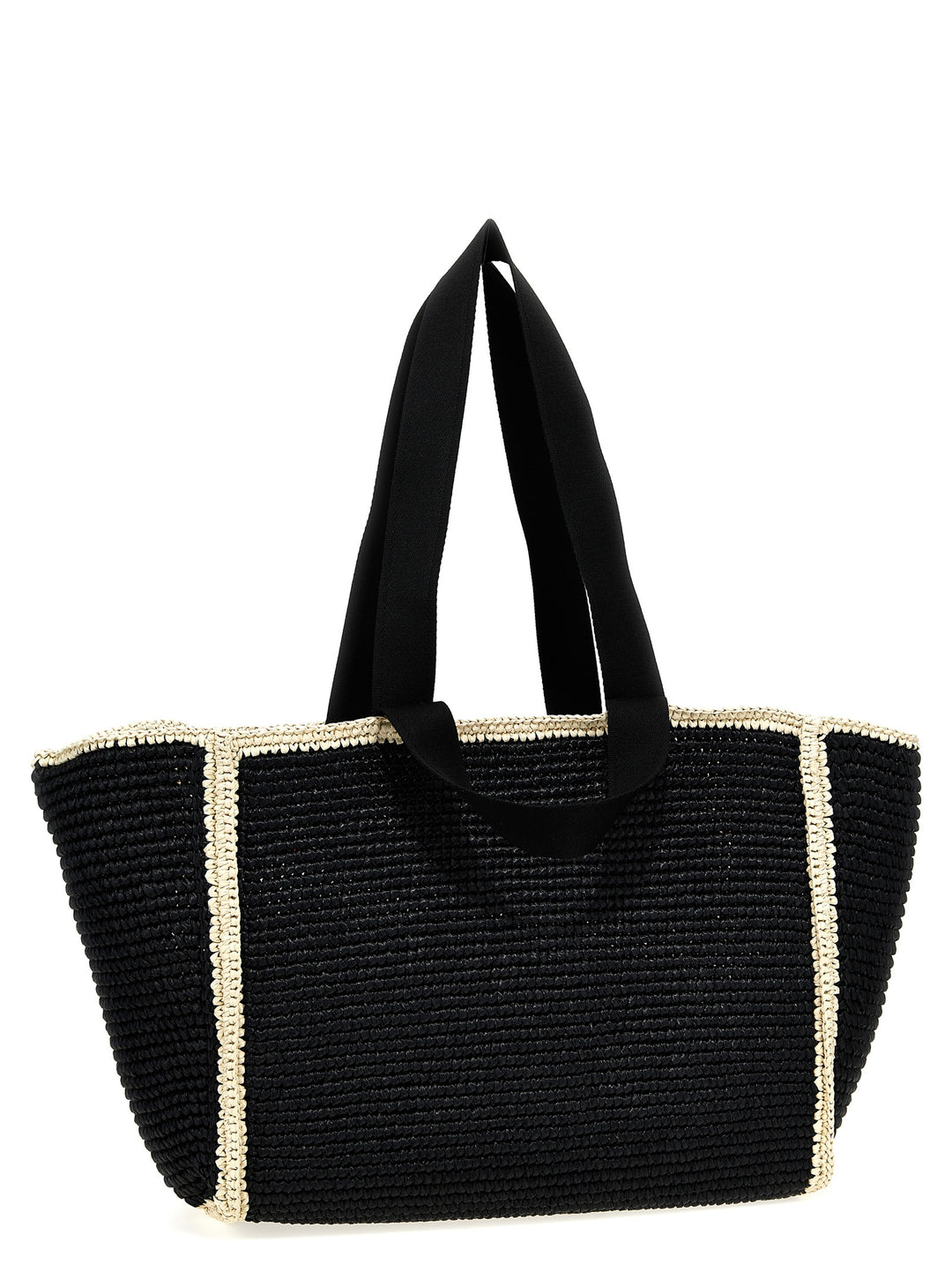 Macramé Shopping Bag Tote Bag White/Black