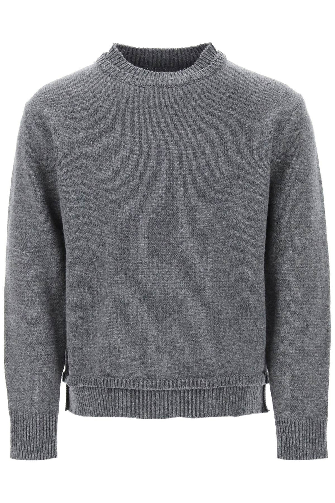 Crew Neck Sweater With Elbow Patches