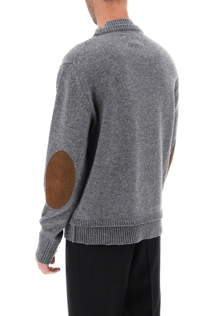 Crew Neck Sweater With Elbow Patches