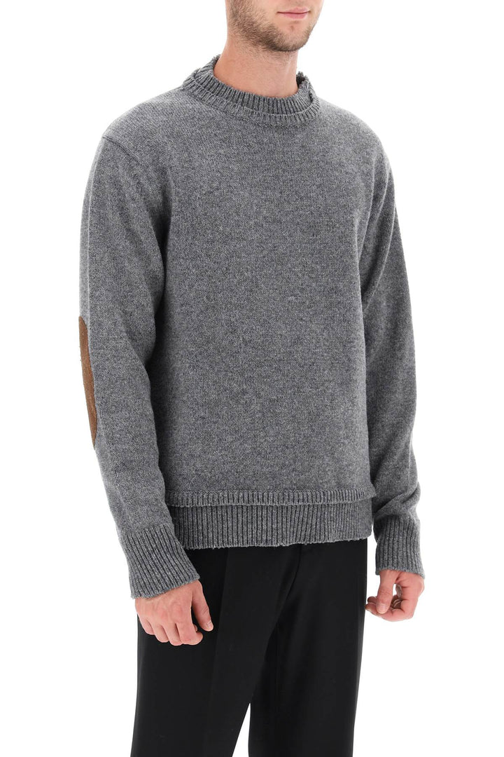 Crew Neck Sweater With Elbow Patches