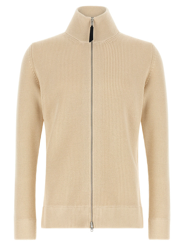 Ribbed Knit Cardigan Sweaters And Cardigans Beige
