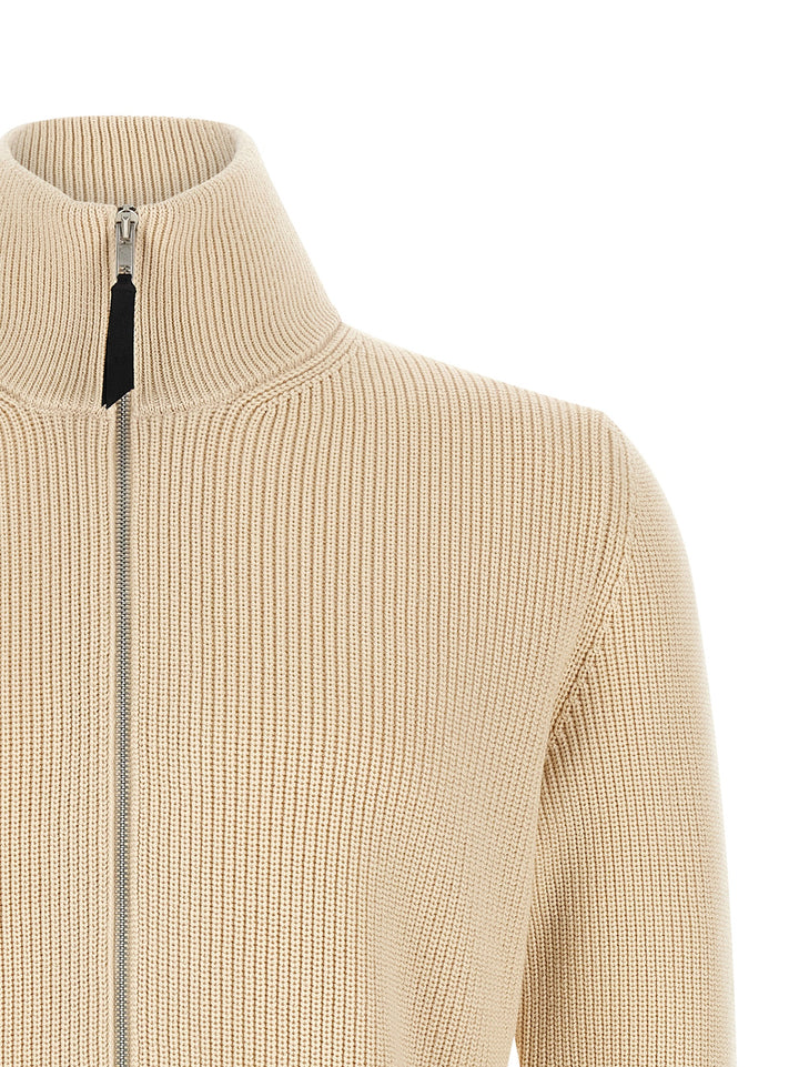 Maison Margiela Ribbed Knit Cardigan Sweaters and Cardigans - Beige | 370ba05ba6edcddbcade61034905ca01cd8c5918