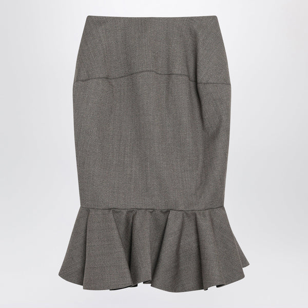 Palmier Dark Brown Midi Skirt In Cotton Blend