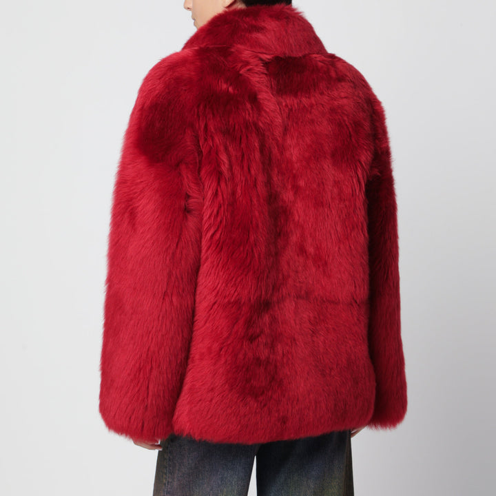 Sanderlak Red Double-Breasted Sheepskin Coat