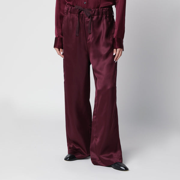 Aubergine Fluid Trousers In Lustrous Viscose