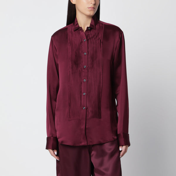 Aubergine Tuxedo Shirt In Viscose