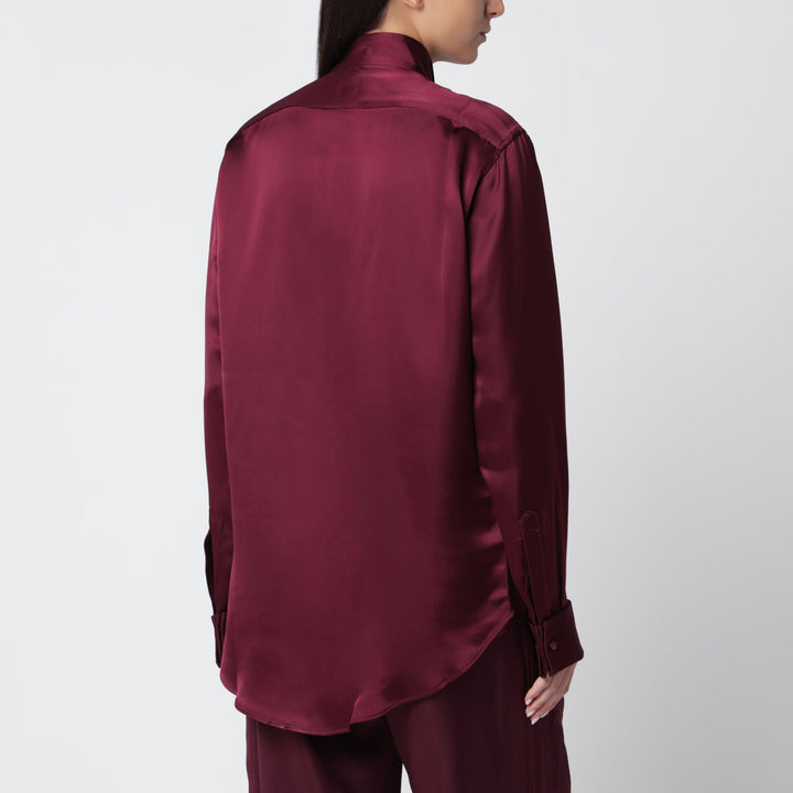Sanderlak Aubergine Tuxedo Shirt In Viscose