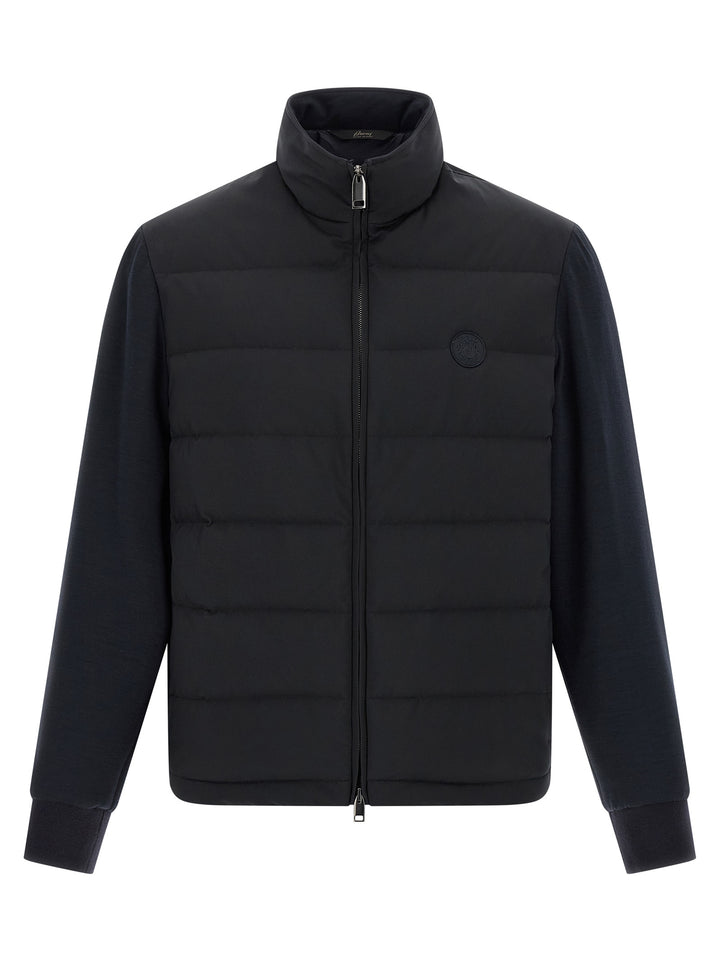 Brioni Mix Material Puffer Jackets - Blue | 2e5e776c99f7495f6e572e239e1d35a2b1657ac8