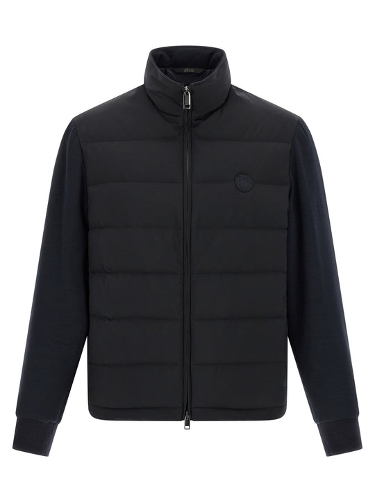 Mix Material Puffer Jackets Blue