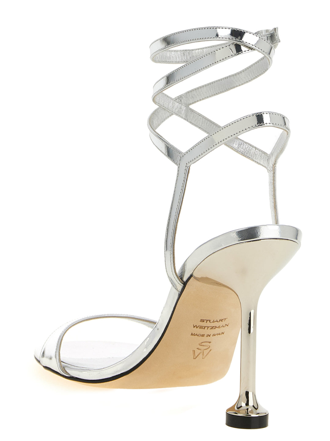 Stuart Weitzman Nudistini Wrap Sandals - Silver | 54674be10fbe3353f64066466d45858e7cf279b7